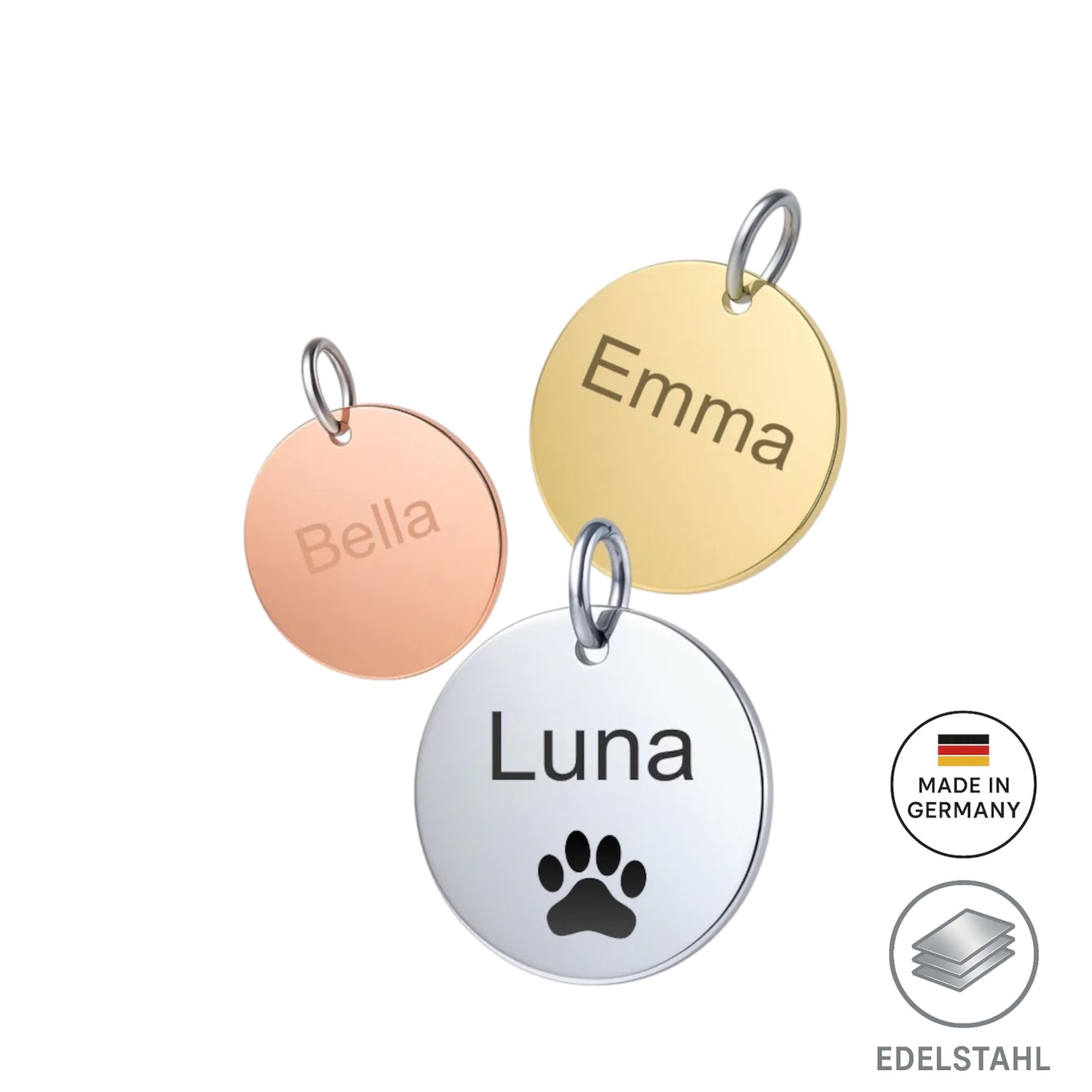 Personalisierte Hundemarke Edelstahl Kreis Gravur & Wasserfest SALE