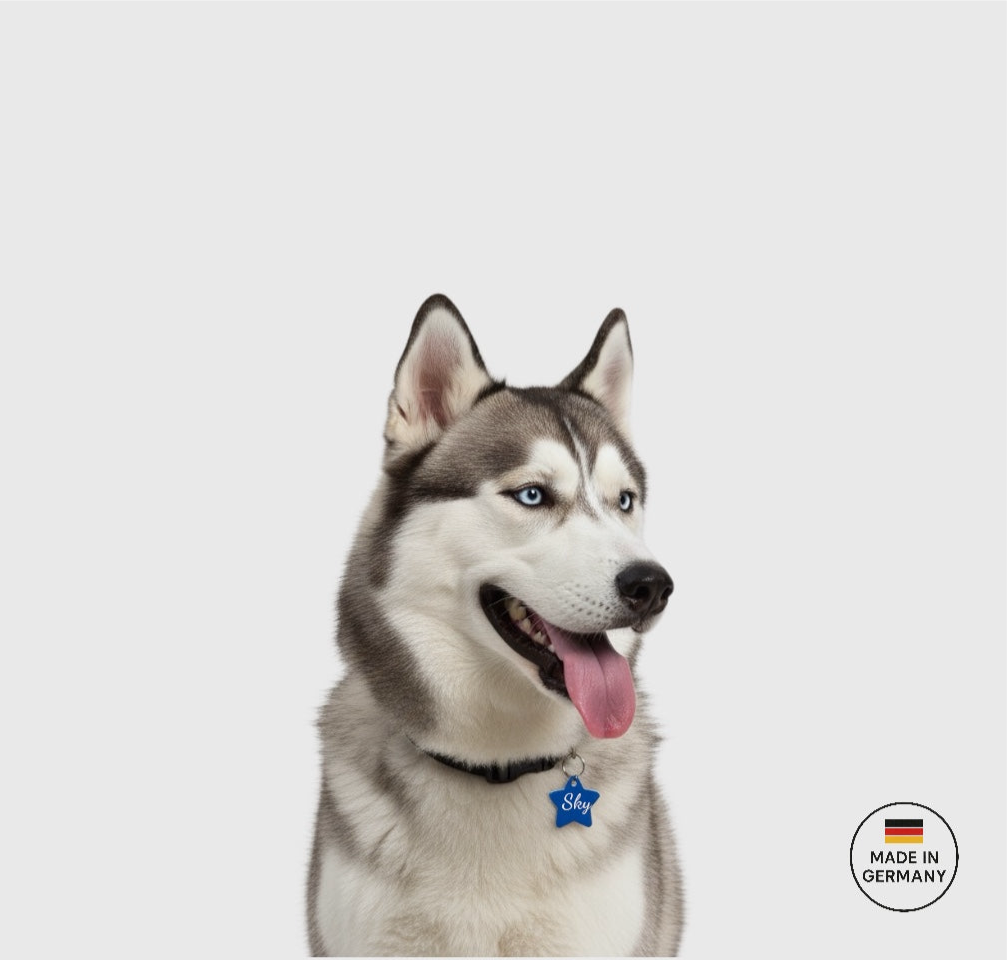 Hundemarke Sternform Aluminium 10 Farben
