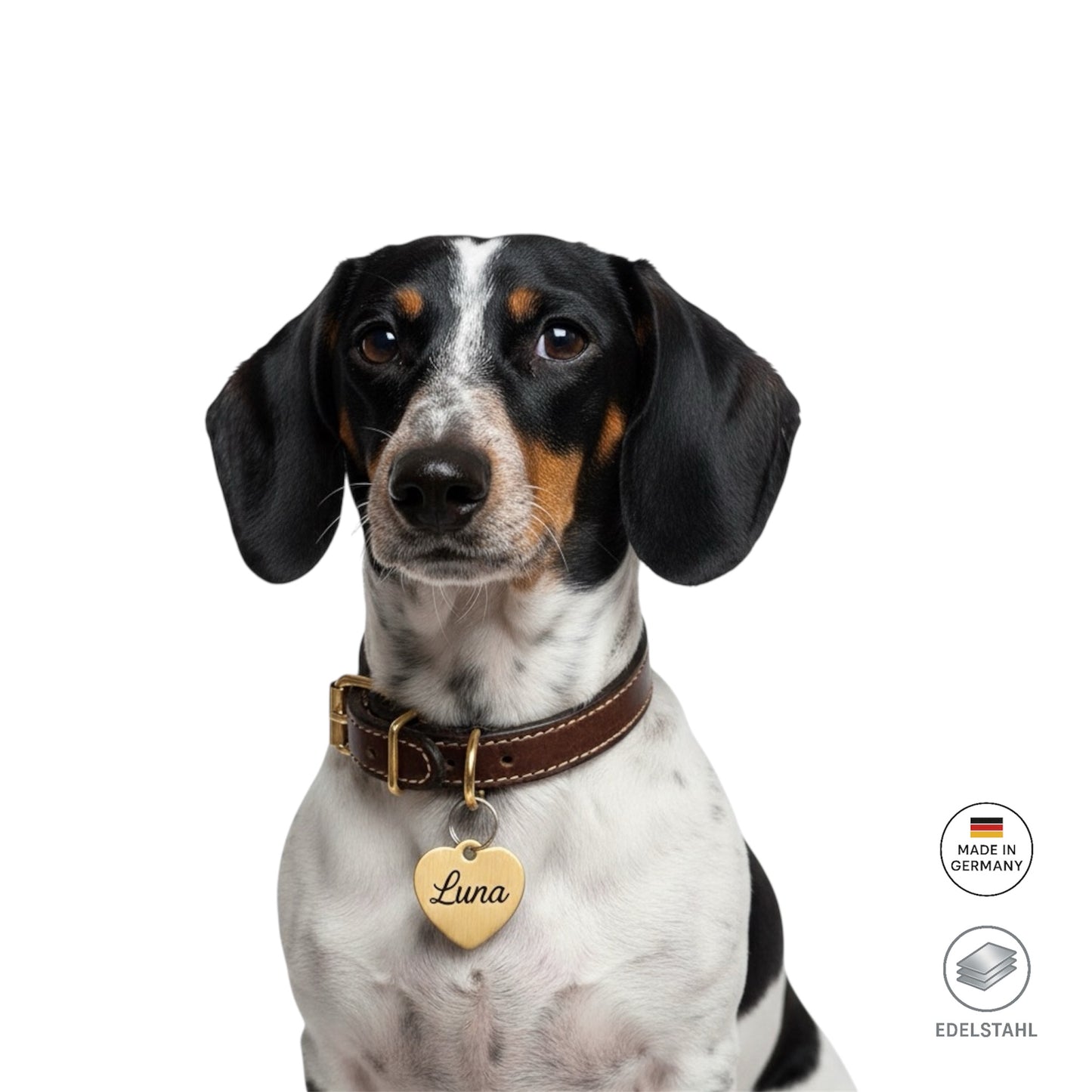 Personalisierte Hundemarke Edelstahl Herz Form