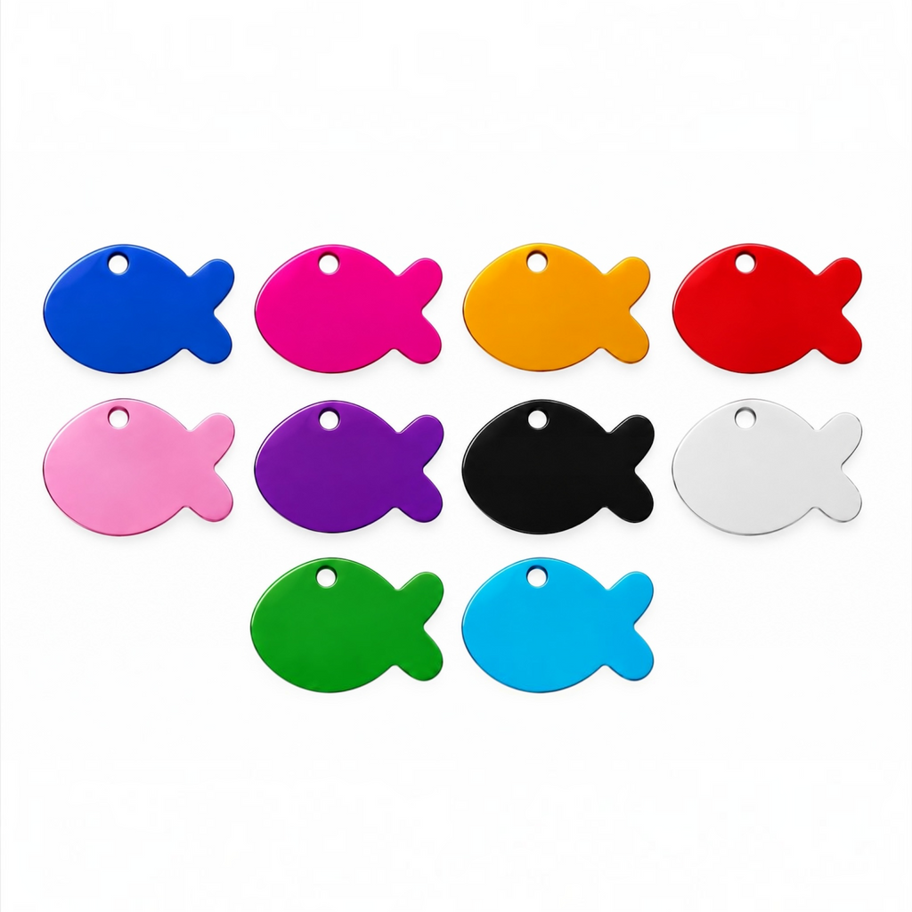 cat tag fish shape