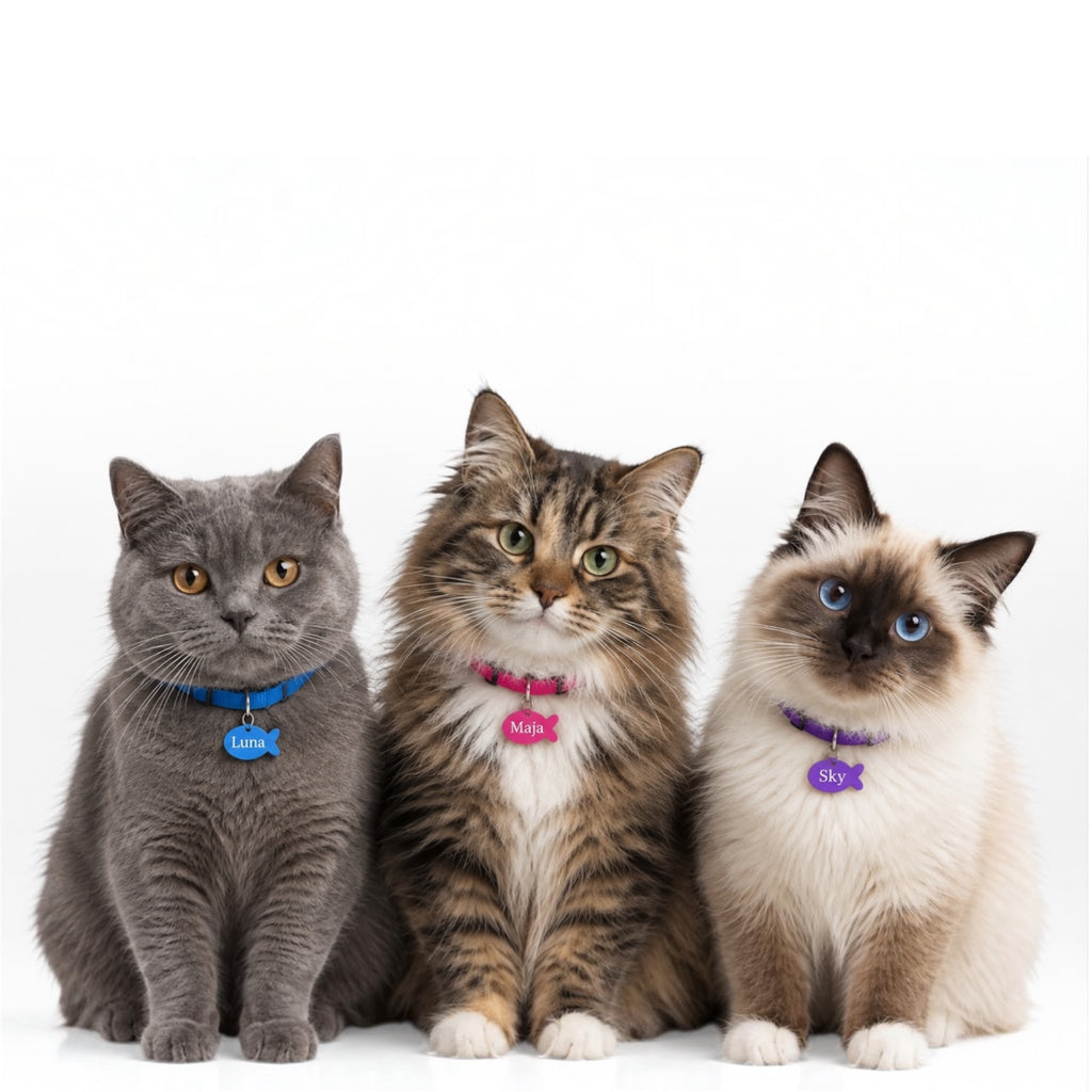 cat tag fish shape