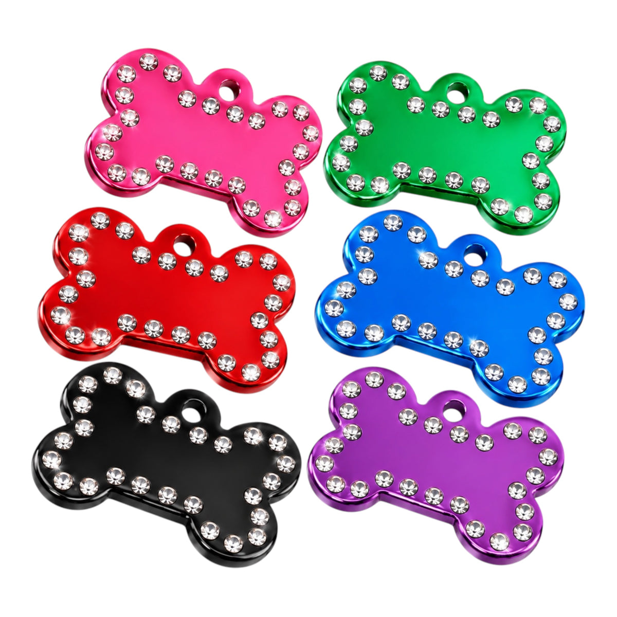 Hundemarke Knochenform mit funkelnden Strasssteinen SALE