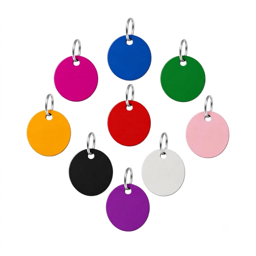 Round aluminum dog tag with engraving – Lightweight &amp; weatherproof