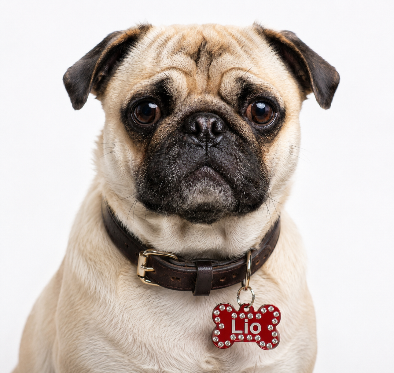 Hundemarke Knochenform mit Funkelnden Zirkonia-Steinen SALE