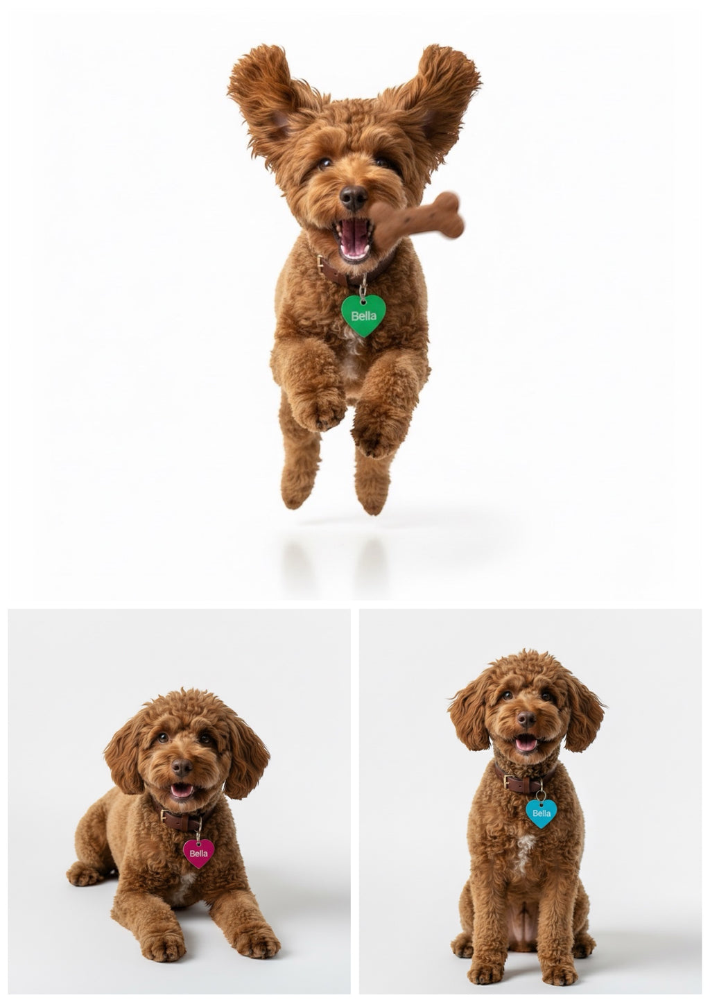 Aluminium Hundemarke in Herzform mit beidseitiger Gravur: Name des Hundes und Adresse und Telefonnummer. Verfügbar in 10 Farben. Schnelle Lieferzeit 1-3 Tage.