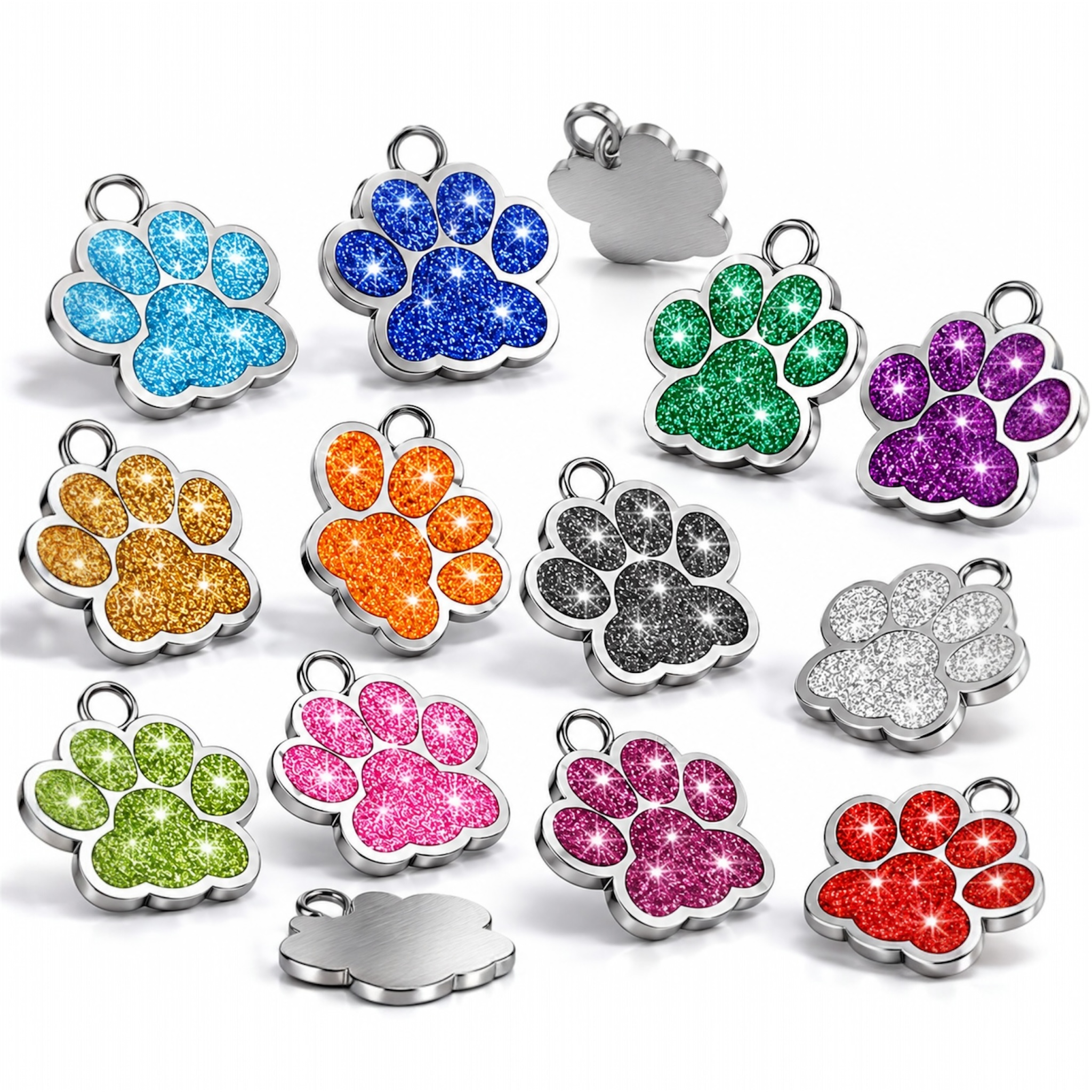 Glitzernde Hundemarke aus Edelstahl 12 luxuriöse Farben