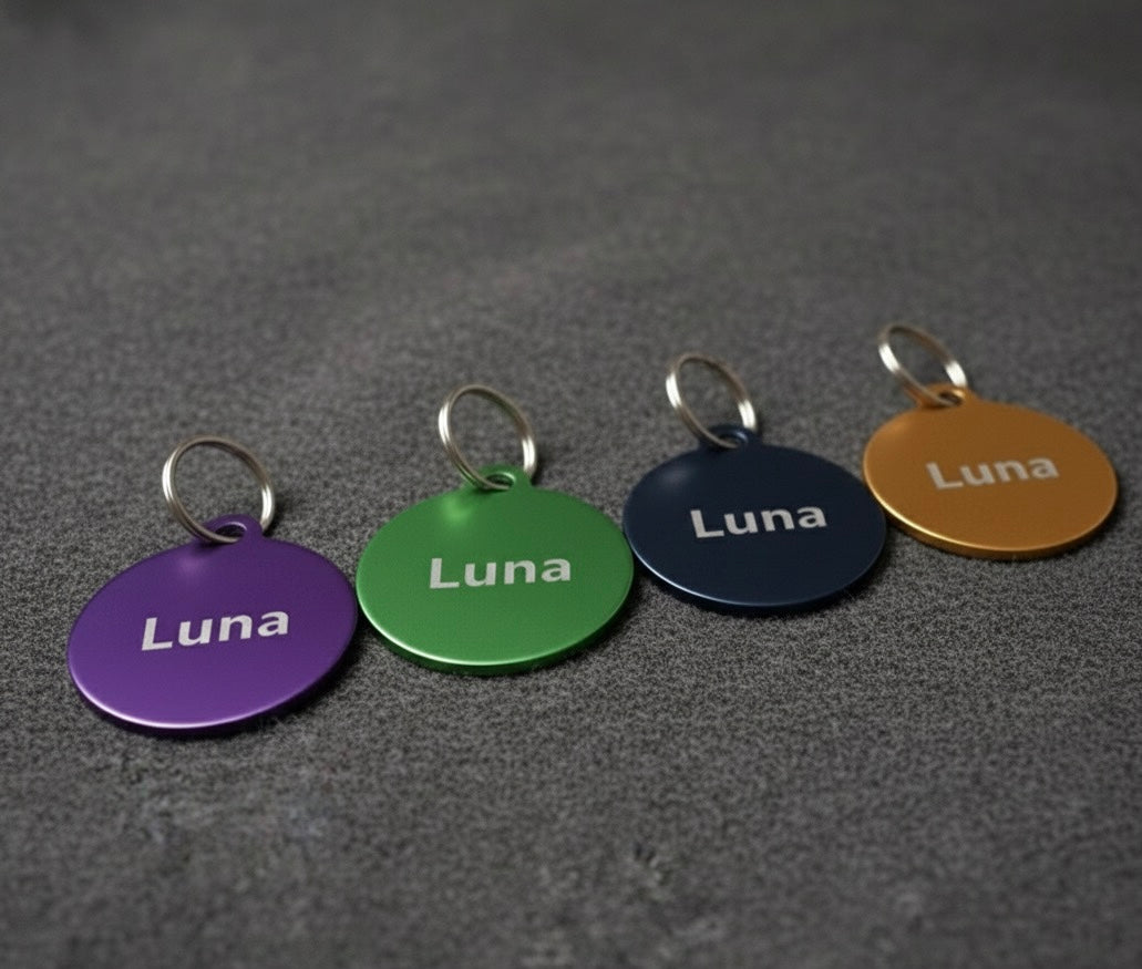 Große XL Aluminium Hundemarke kreisform inklusive Gravur für große Hunde