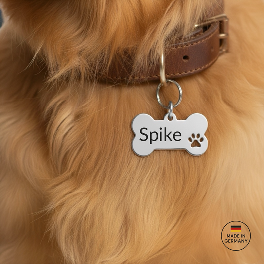 Personalisierte Hundemarke Edelstahl Knochen Gravur 3 Farben