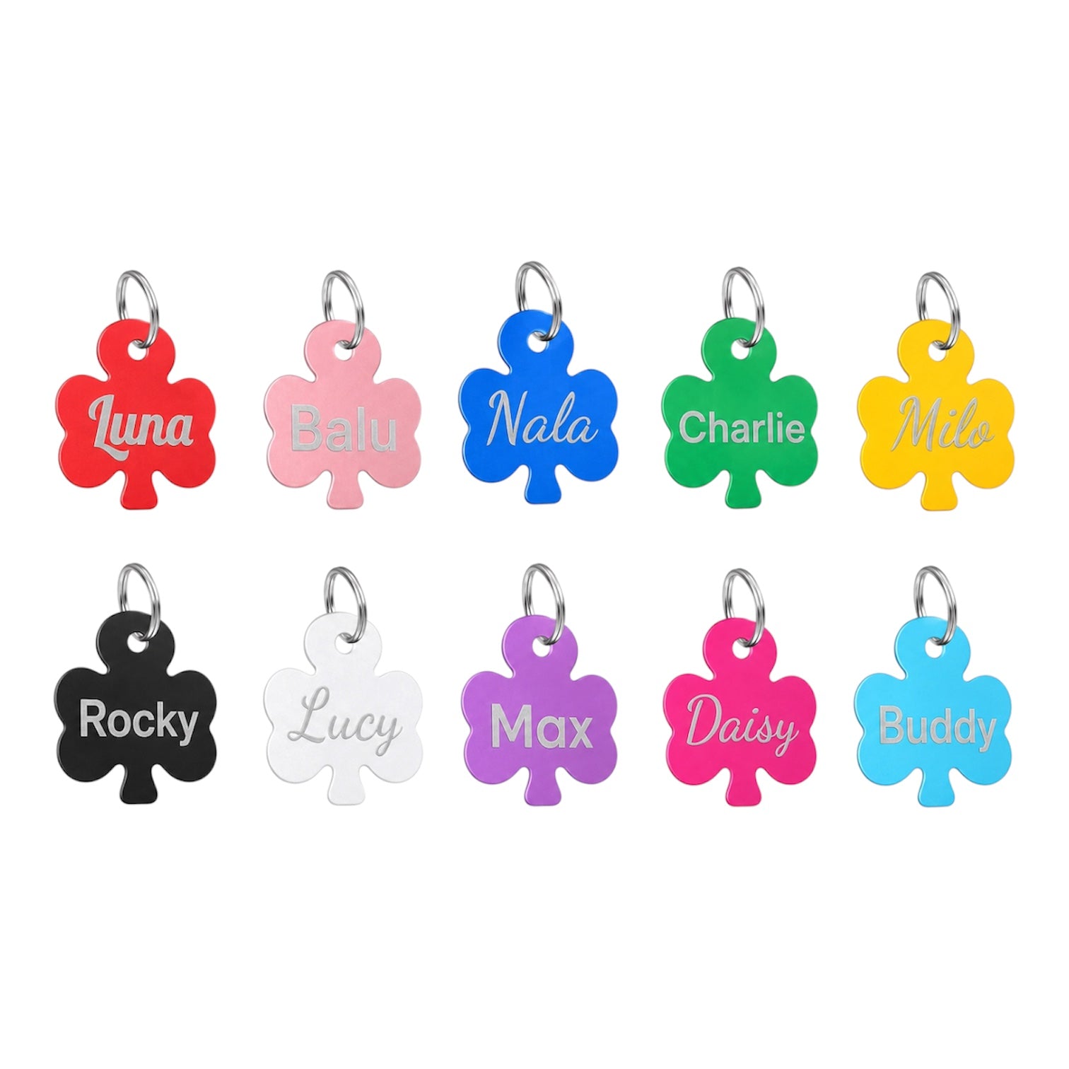 Aluminium Hundemarke Kleeblatt 10 Farben