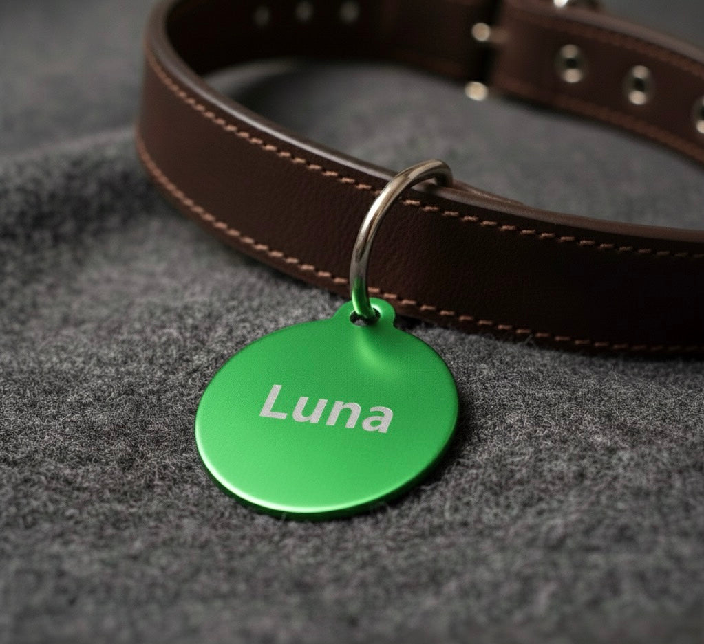 Große XL Aluminium Hundemarke kreisform inklusive Gravur für große Hunde