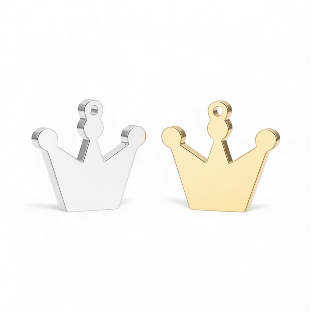 Edelstahl Hundemarke Kronenform in Silber und Gold