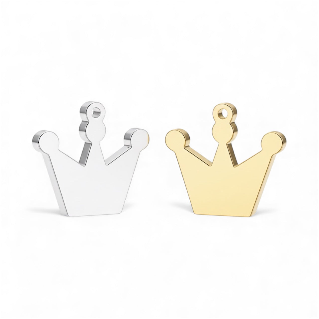 Edelstahl Hundemarke Kronenform in Silber und Gold