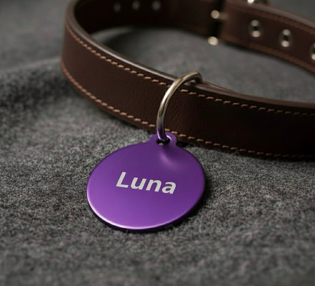 Große XL Aluminium Hundemarke kreisform inklusive Gravur für große Hunde