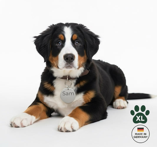 Edelstahl Hundemarke Rund XL personalisiert