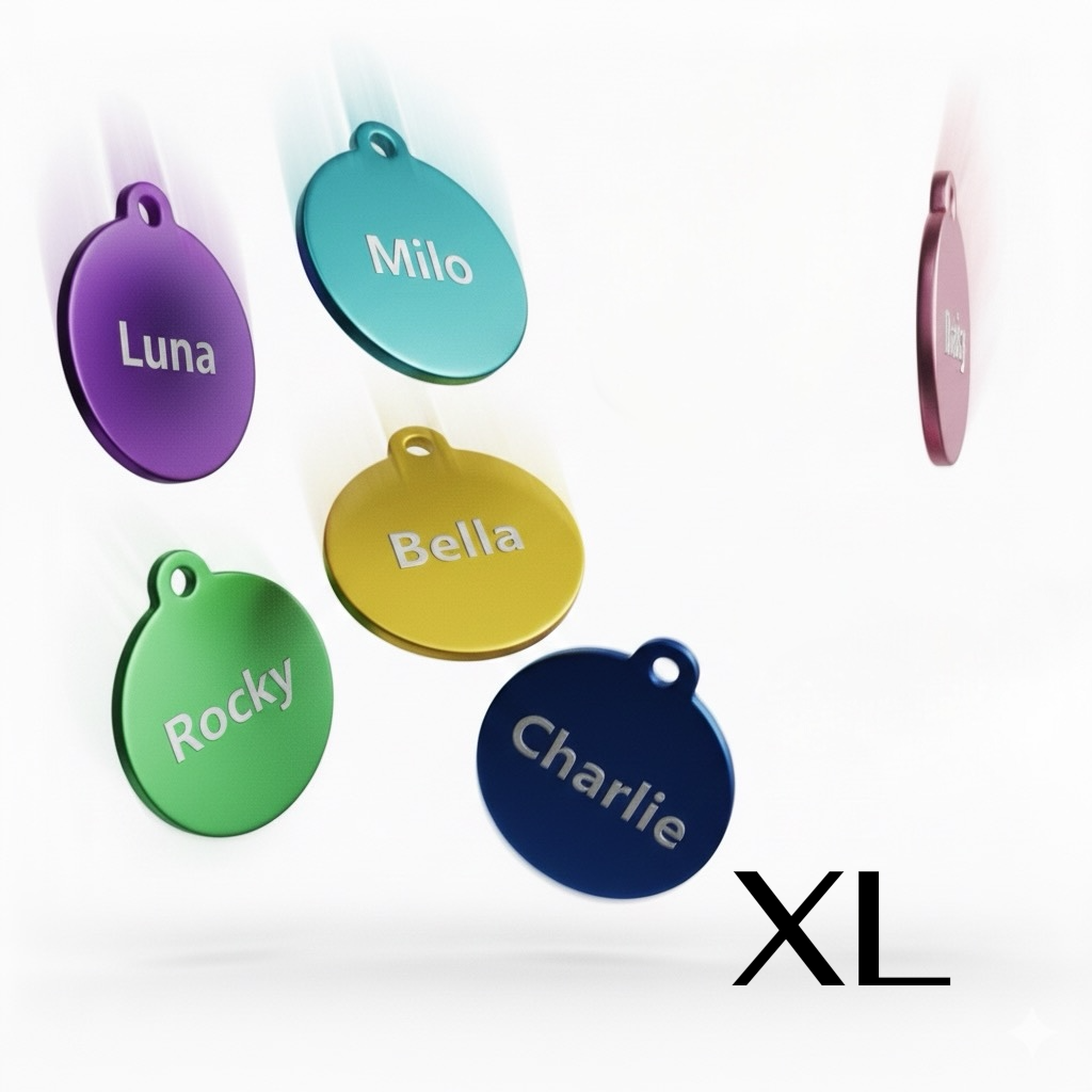 Große XL Aluminium Hundemarke kreisform inklusive Gravur für große Hunde